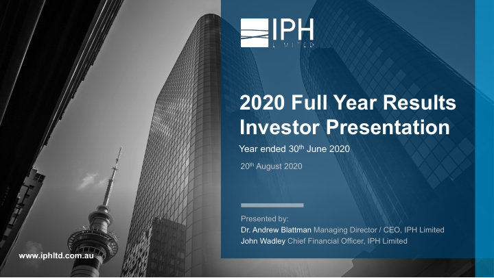 2020 full year results investor presentation