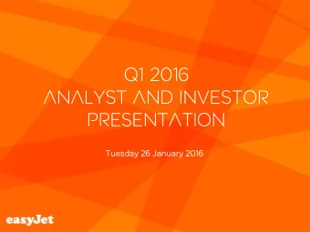analyst and investor  presentation  Tuesday 26 January 2016 Q1 performance  Overview  1.