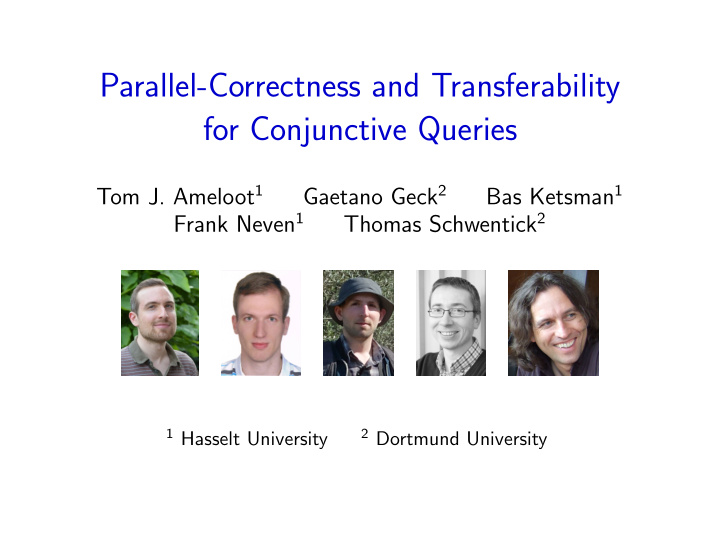 parallel correctness and transferability for conjunctive