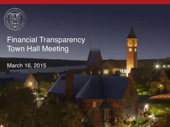 Financial Transparency  Town Hall Meeting  March 16, 2015  Submit Questions