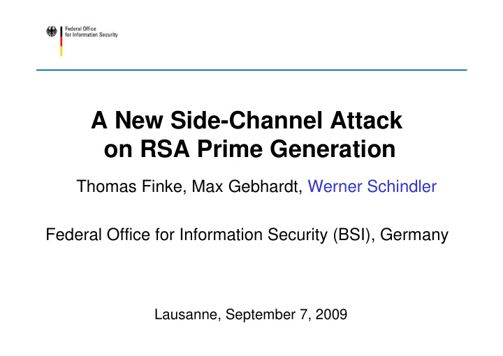 a new side channel attack on rsa prime generation