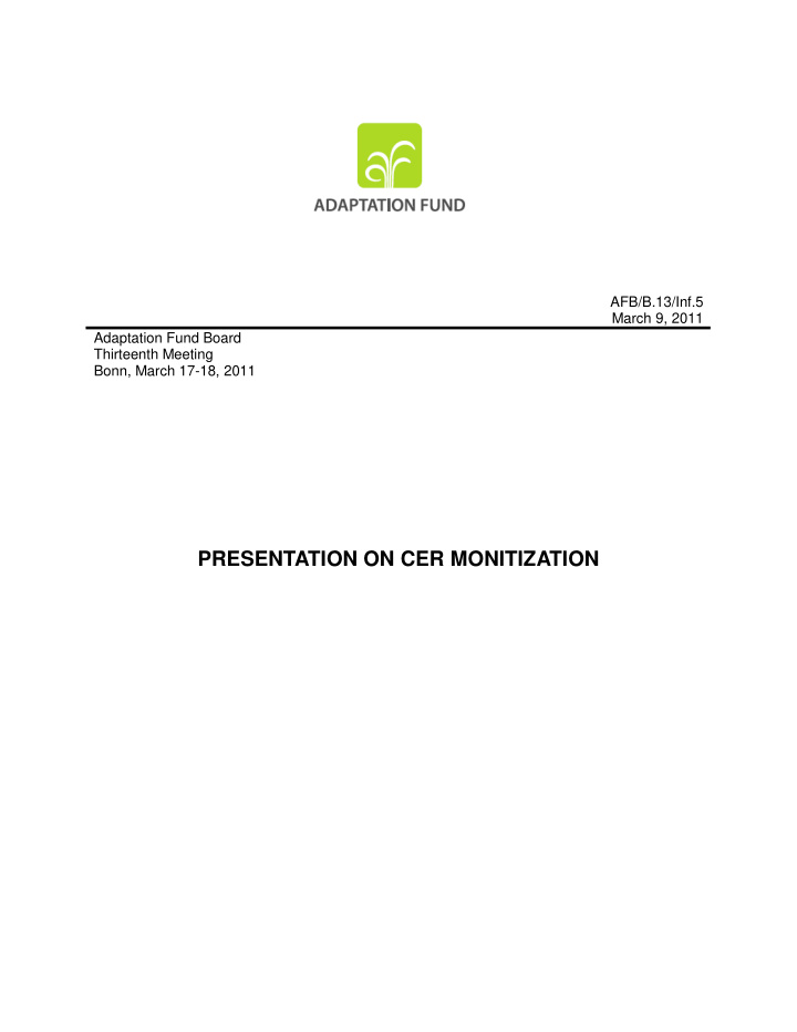 presentation on cer monitization