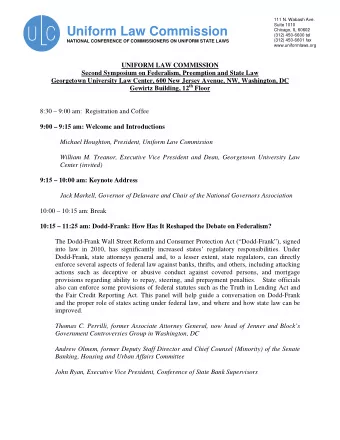 Uniform Law Commission  Chicago, IL 60602  (312) 450-6600 tel  (312) 450-6601 fax  NATIONAL