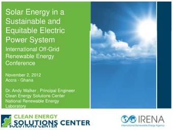 Power System  International Off-Grid  Renewable Energy Conference  November 2, 2012  Accra - Ghana