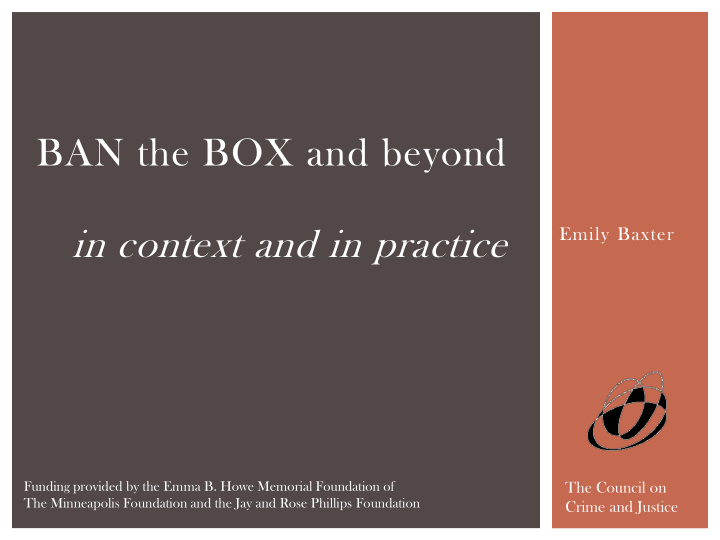 ban the box and beyond emily baxter in context and in