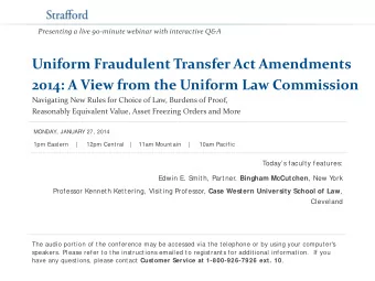 Uniform Fraudulent Transfer Act Amendments  2014: A View from the Uniform Law Commission