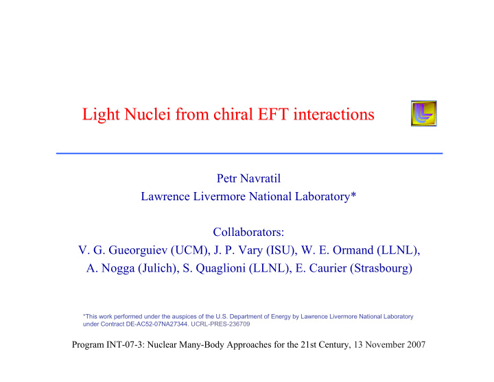 light nuclei from chiral chiral eft interactions eft