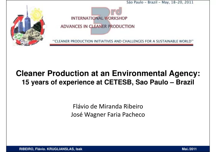 cleaner production at an environmental agency
