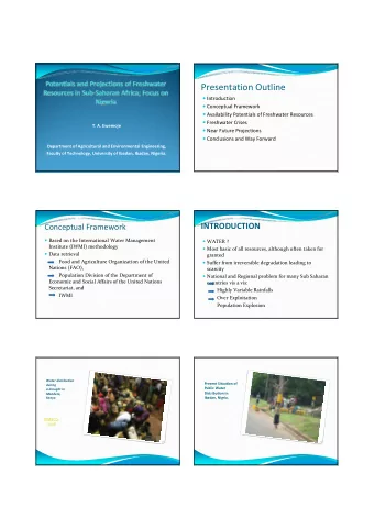 Presentation Outline  Introduction  Conceptual Framework  Availability Potentials of