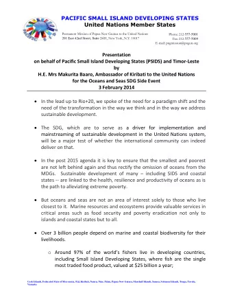 PACIFIC SMALL ISLAND DEVELOPING STATES  United Nations Member States  Permanent Mission of Papua