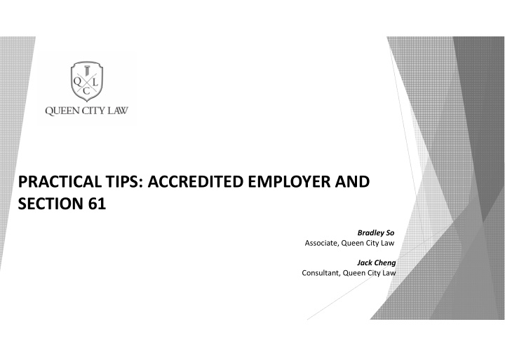 practical tips accredited employer and section 61