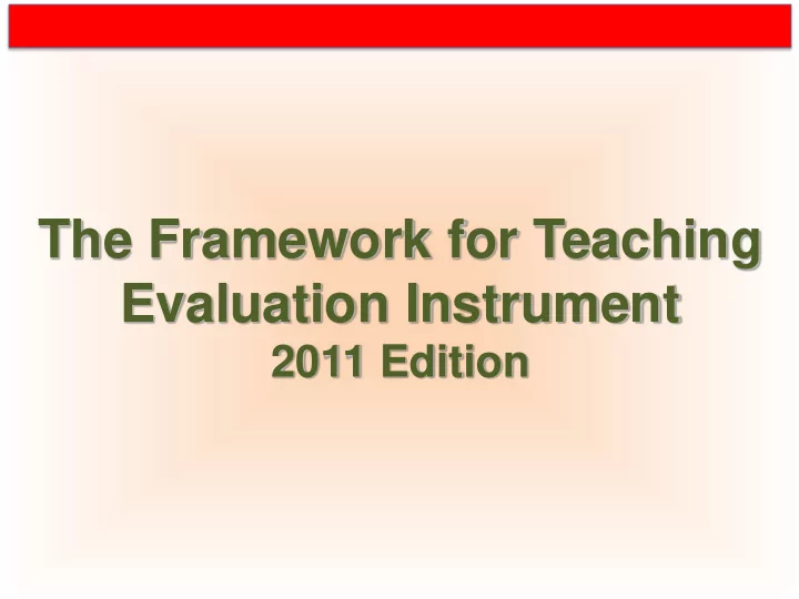 the framework for teaching