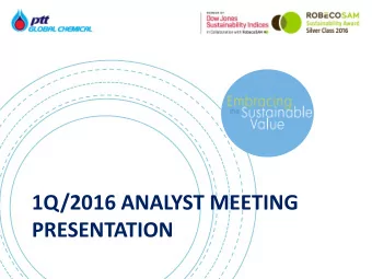 1Q/2016 ANALYST MEETING  PRESENTATION Agenda  STRATEGIC EXECUTION  1Q/2016 FINANCIAL RESULTS