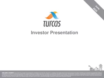 Investor Presentation  Table of Contents  1. Turcas: A Sustainable Investment Platform  Page # a)