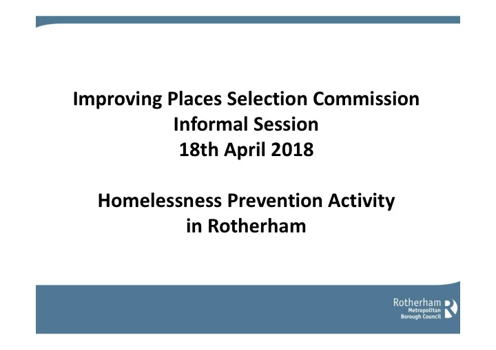 improving places selection commission informal session
