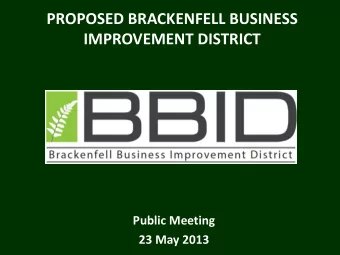 IMPROVEMENT DISTRICT  Public Meeting  23 May 2013  Agenda  Opening and welcome by chairman