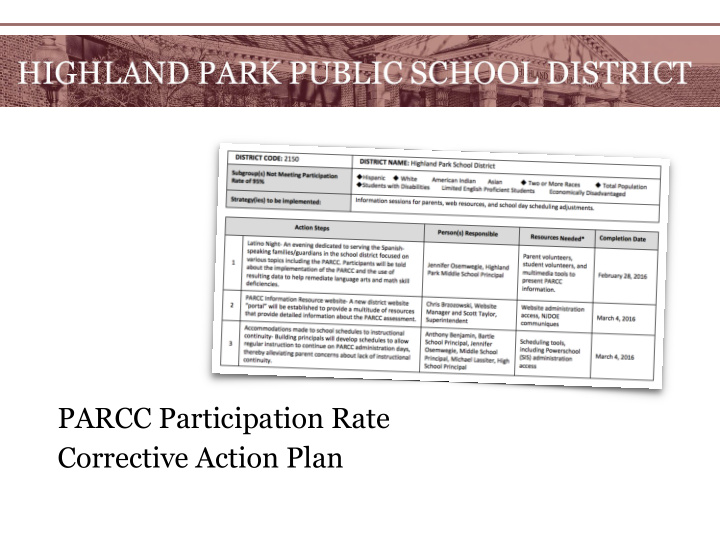 parcc participation rate corrective action plan period 1