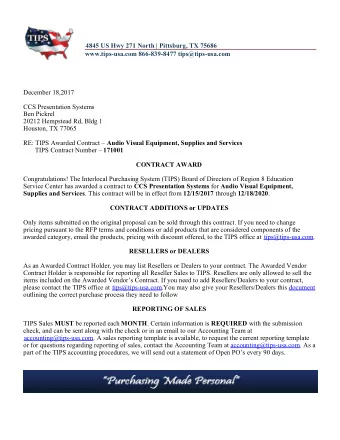 4845 US Hwy 271 North | Pittsburg, TX 75686  www.tips-usa.com 866-839-8477 tips@tips-usa.com