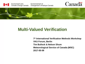 Multi-Valued Verification 7 th International Verification Methods Workshop  VKU Forum, Berlin  Tim