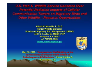 U.S. Fish &amp; Wildlife Service Concerns Over  U.S. Fish &amp; Wildlife Service Concerns Over