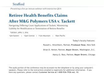 Retiree Health Benefits Claims  After M&amp;G Polymers USA v. Tackett  Navigating Differing Court