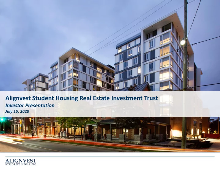 alignvest student housing real estate investment trust