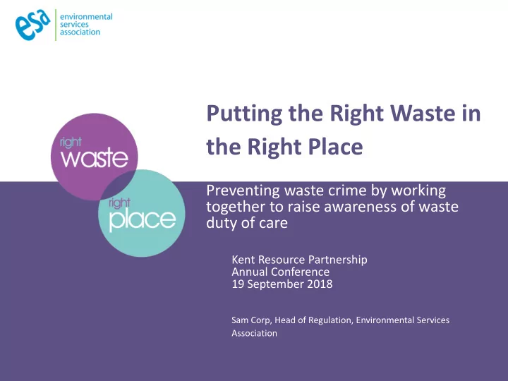putting the right waste in the right place