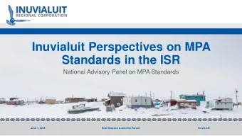 Standards in the ISR  National Advisory Panel on MPA Standards  June 1, 2018  Bob Simpson &amp;
