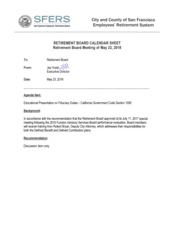 SFERS City and County of San Francisco  Employees' Retirement System San Francisco Employees'