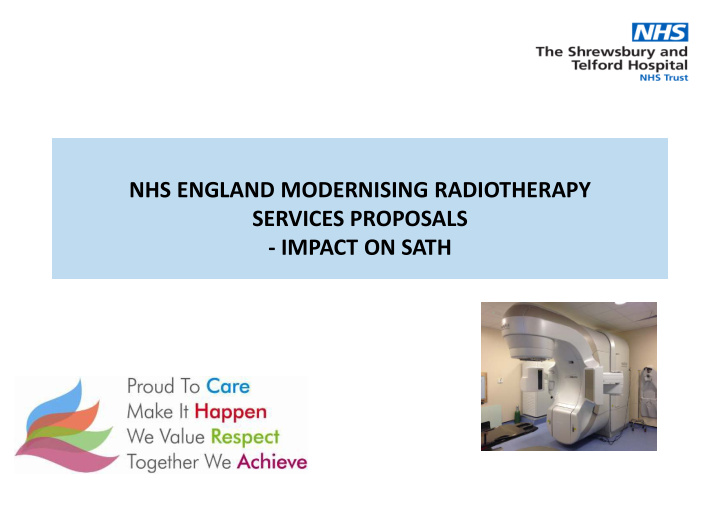 nhs england modernising radiotherapy services proposals