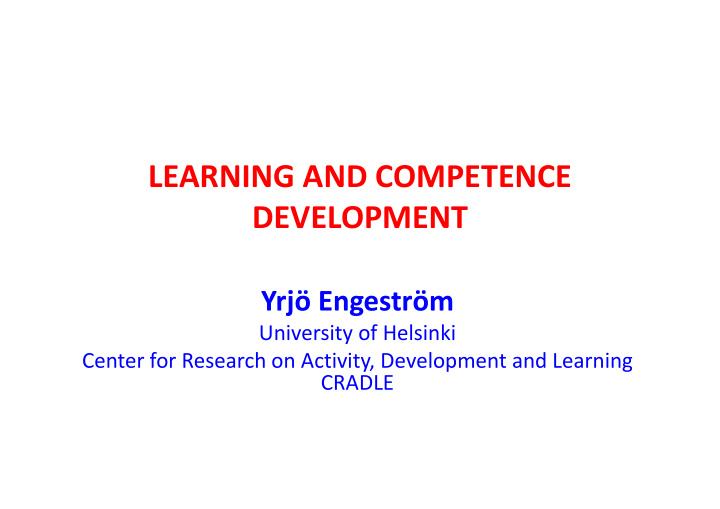 learning and competence development