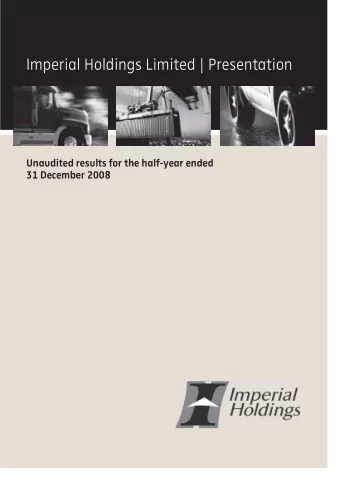 Imperial Holdings Limited | Presentation  Unaudited results for the half-year ended 31 December 200