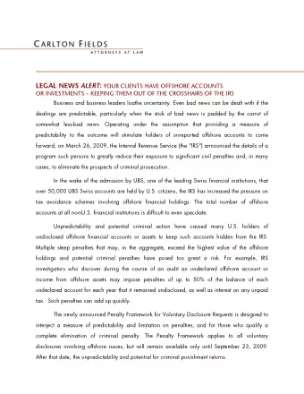 LEGAL NEWS ALERT : YOUR CLIENTS HAVE OFFSHORE ACCOUNTS OR INVESTMENTS  KEEPING THEM OUT OF THE