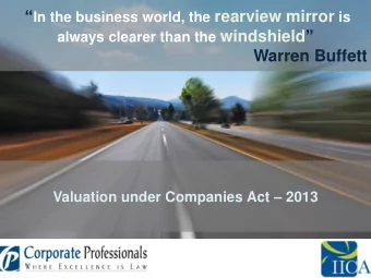 Due  Diligence,  Legal  and  Regulatory Valuation aspects Valuation under Companies Act  2013