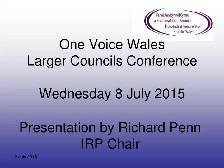 one voice wales
