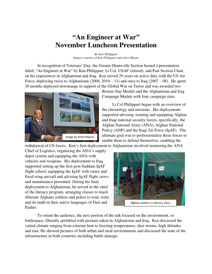 an engineer at war november luncheon presentation
