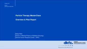 Particle Therapy MasterClass  Overview &amp; Pilot Report  Niklas Wahl  Division of Medical Physics