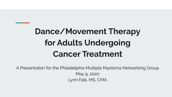 dance movement therapy for adults undergoing cancer