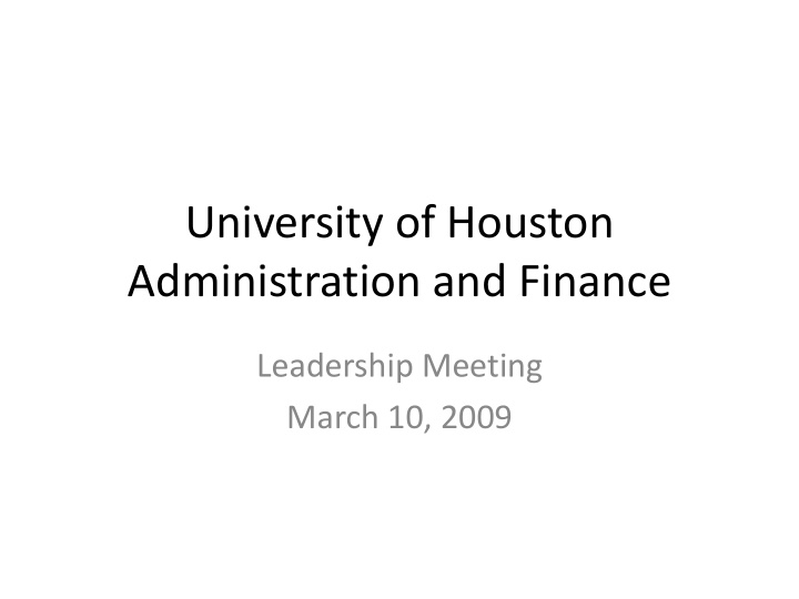 administration and finance