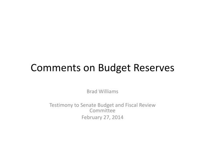 comments on budget reserves
