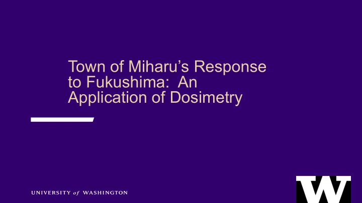 application of dosimetry outline