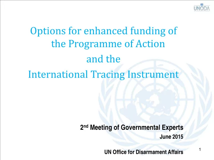 options for enhanced funding of the programme of action
