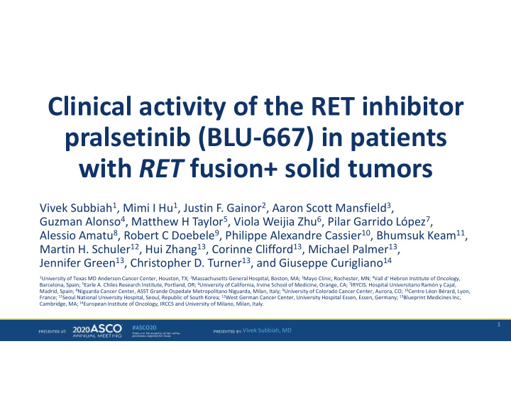 clinical activity of the ret inhibitor pralsetinib blu