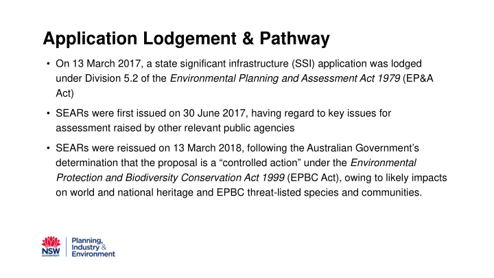 application lodgement pathway