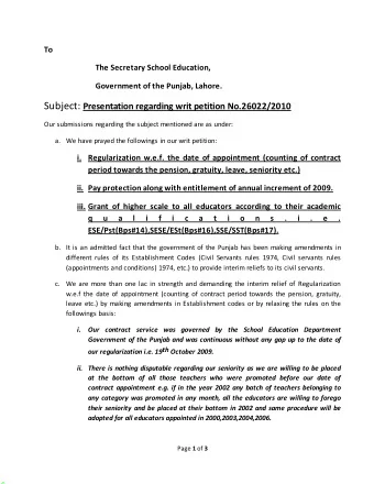 The pay of an Educator will be fixed presumptively in the relevant  pay scale on initial stage