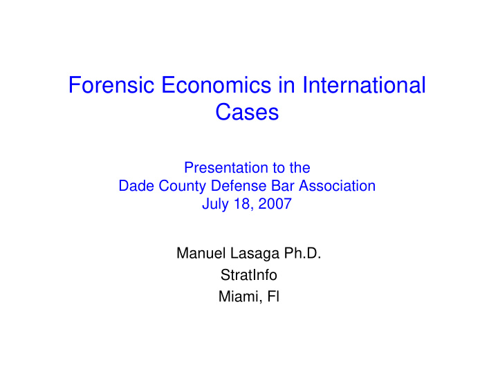 forensic economics in international cases