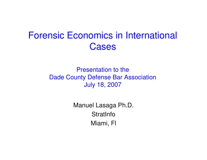 forensic economics in international cases
