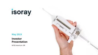 Investor  Presentation  NYSE American: ISR  Safe Harbor Statement  Statements in this presentation