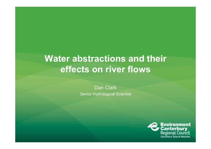 water abstractions and their effects on river flows