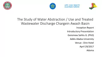 The Study of Water Abstraction / Use and Treated  Wastewater Discharge Chargein Awash Basin